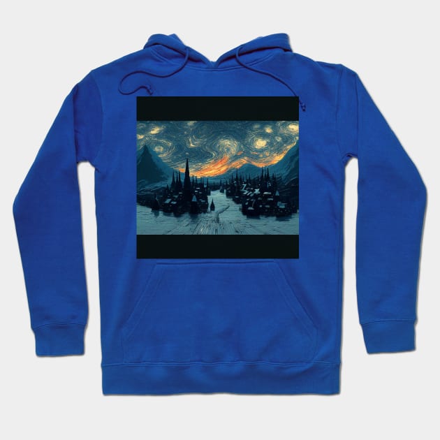 Starry Night Over Hogsmeade Village Hoodie by Grassroots Green